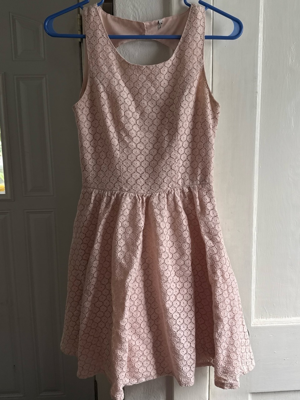 Only Pale Pink Lace Sleeveless Asymmetrical Hem Dress